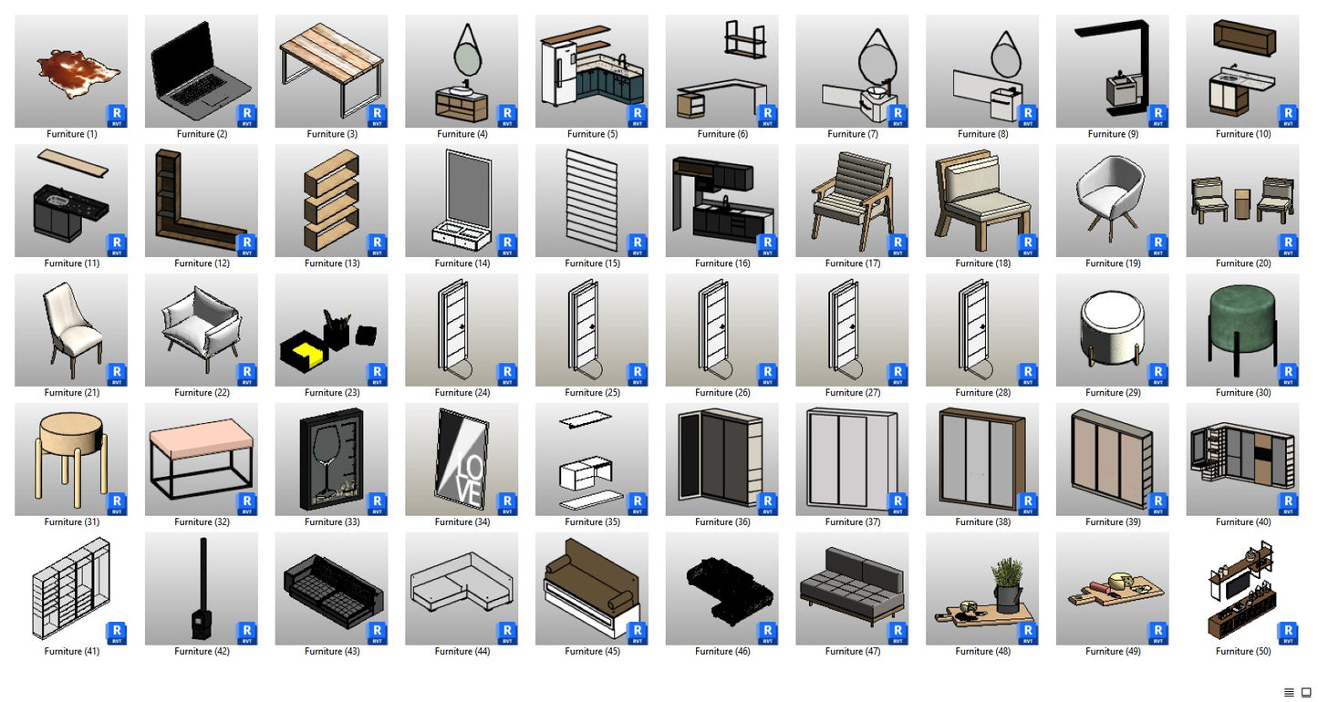 50pcs Revit furnitures 10